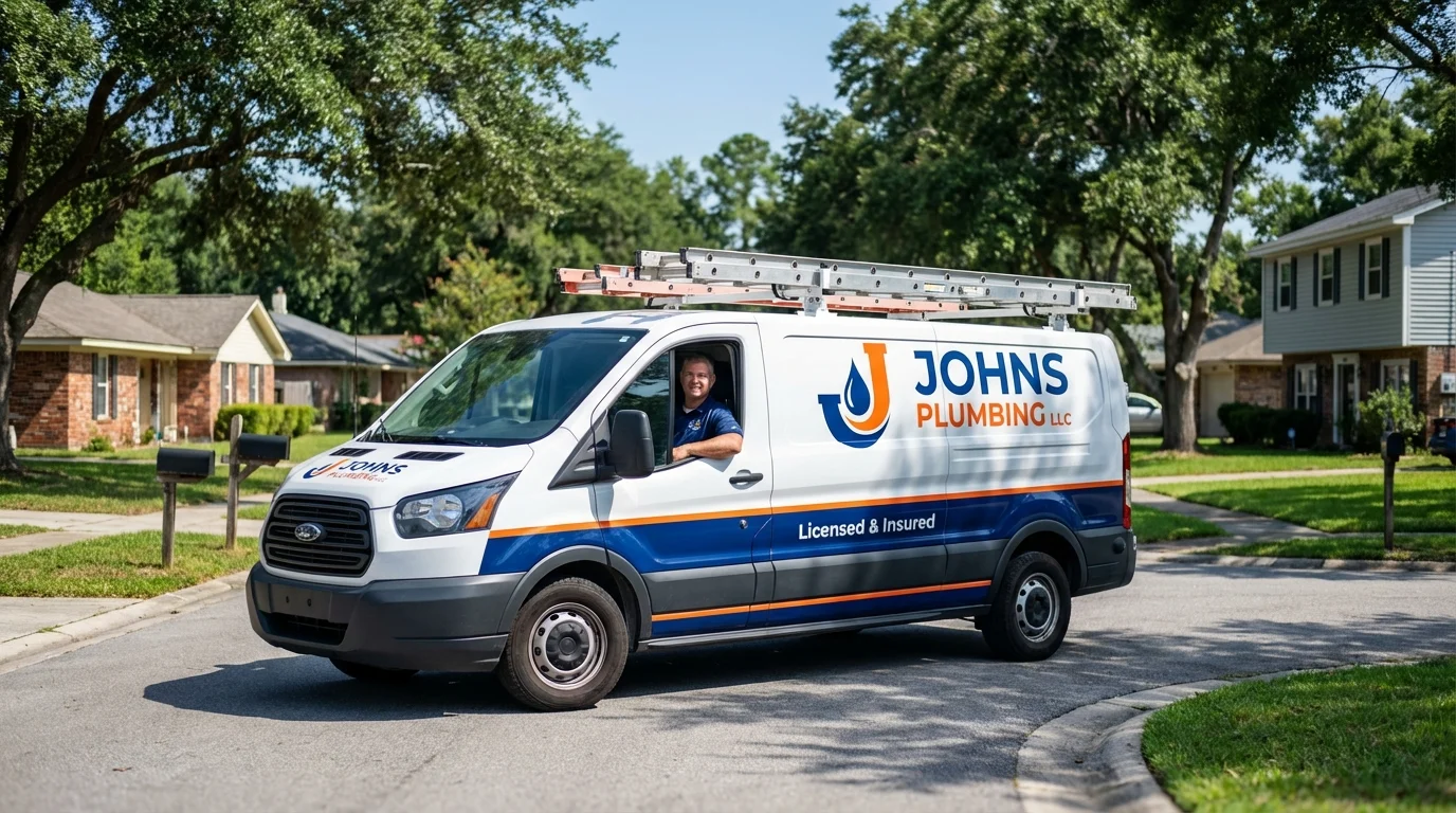 Johns Plumbing LLC service van in Mount Vernon, AL